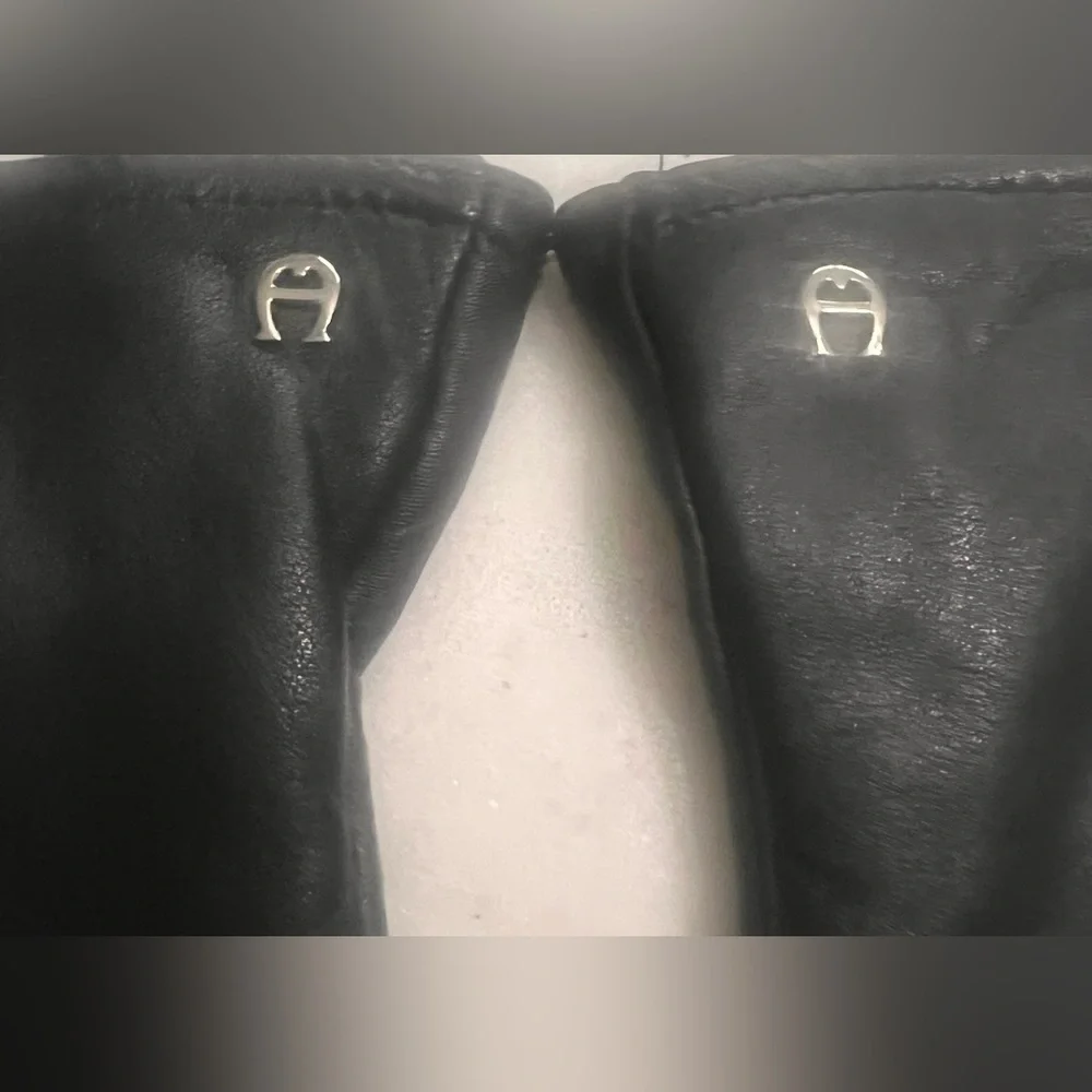 Etienne Aigner Black Leather Driving Gloves Thinsulate Size L Women’s